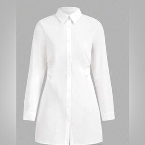 SHEIN EZwear Solid Button Front Shirt Dress